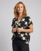 Women's Floral Oversized Blouse Shirt - upper body view