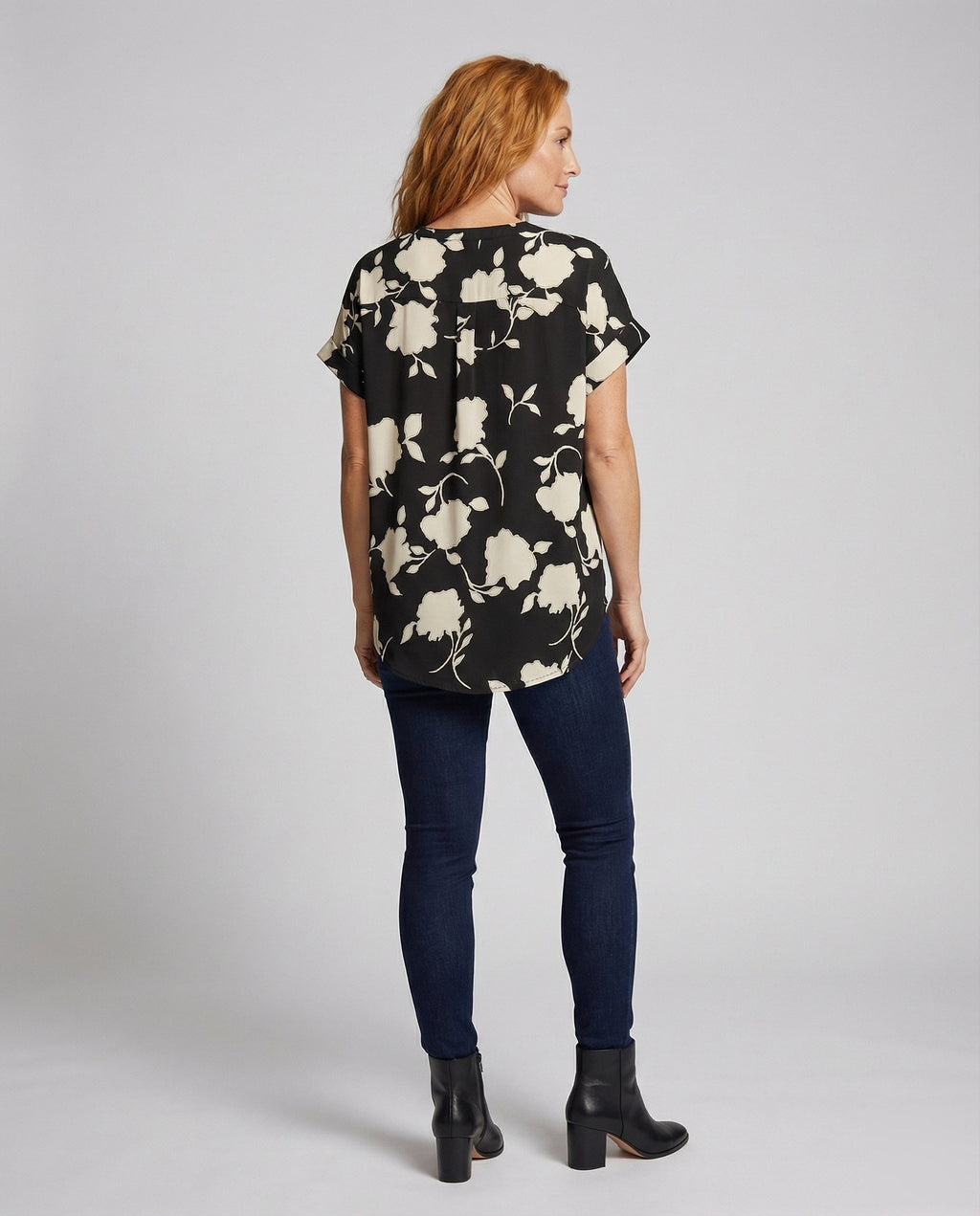 Women's Floral Oversized Blouse Shirt - back view